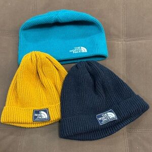 The North Face Beanie Bundle - Teal, Mustard, Navy